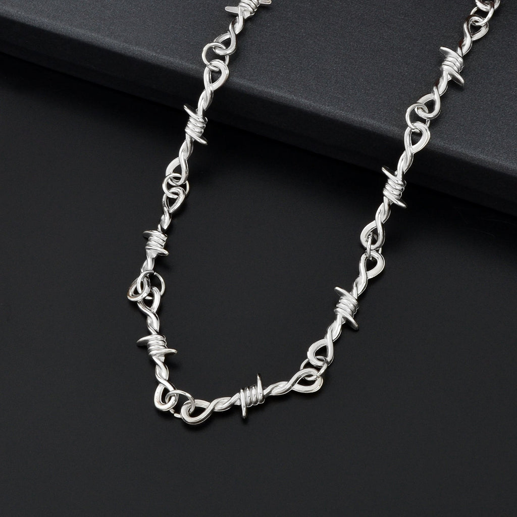 1 pc Punk Rock Style Silver Link Chain Collar Necklace Daily Music Festival Gothic Jewelry-2