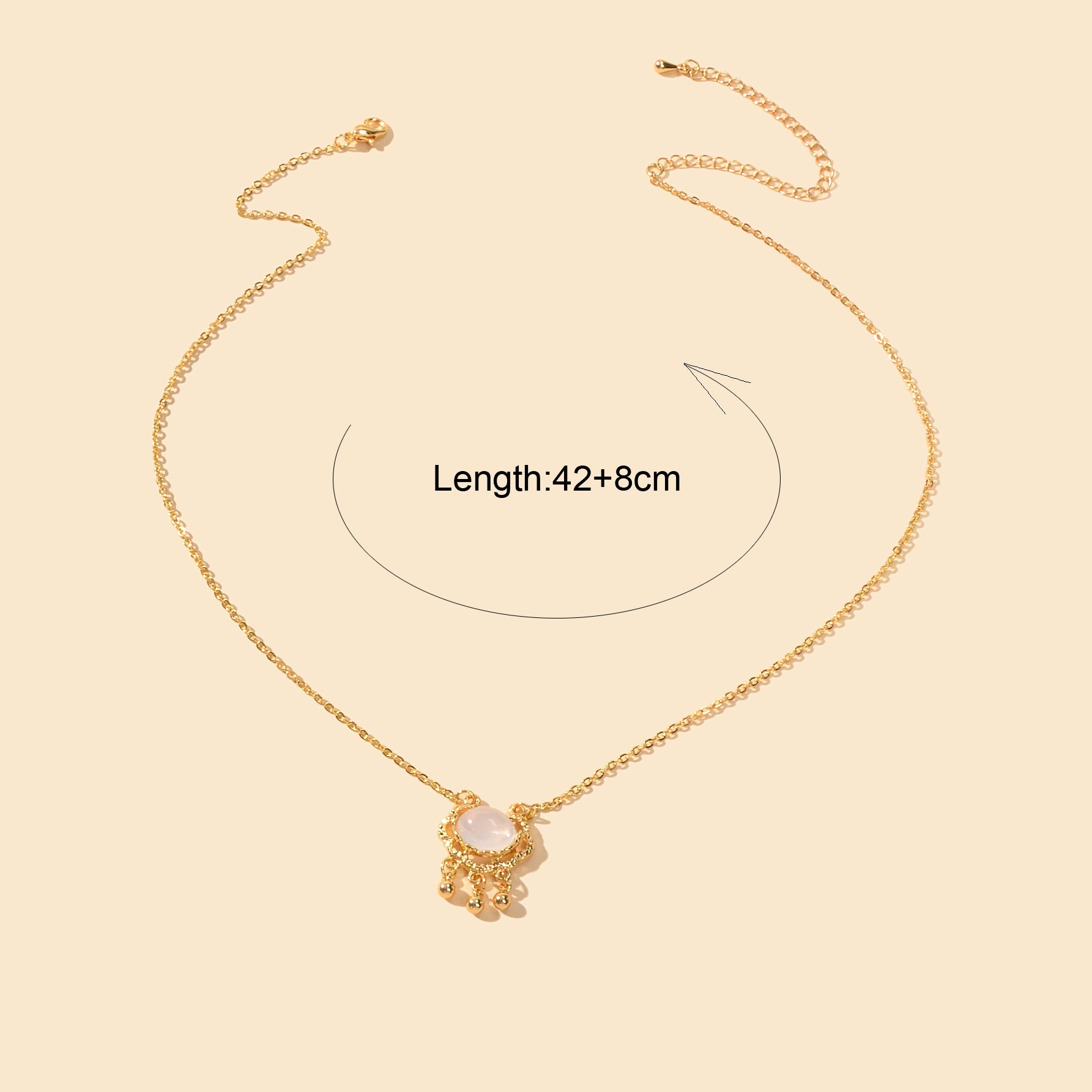 Textured Jewelry Opal Gold Chain Lock Pendant Necklace Best Friend Birthday Gift-3