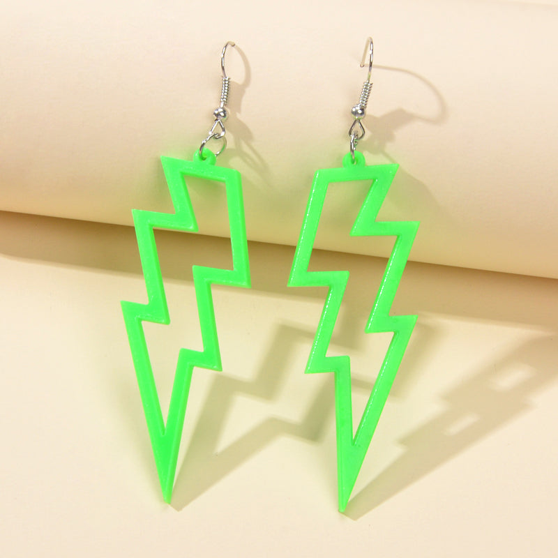 Lightning Bolt Statement Dangle Earrings Retro Punk Hippie Fluro Neon Jewellery-7