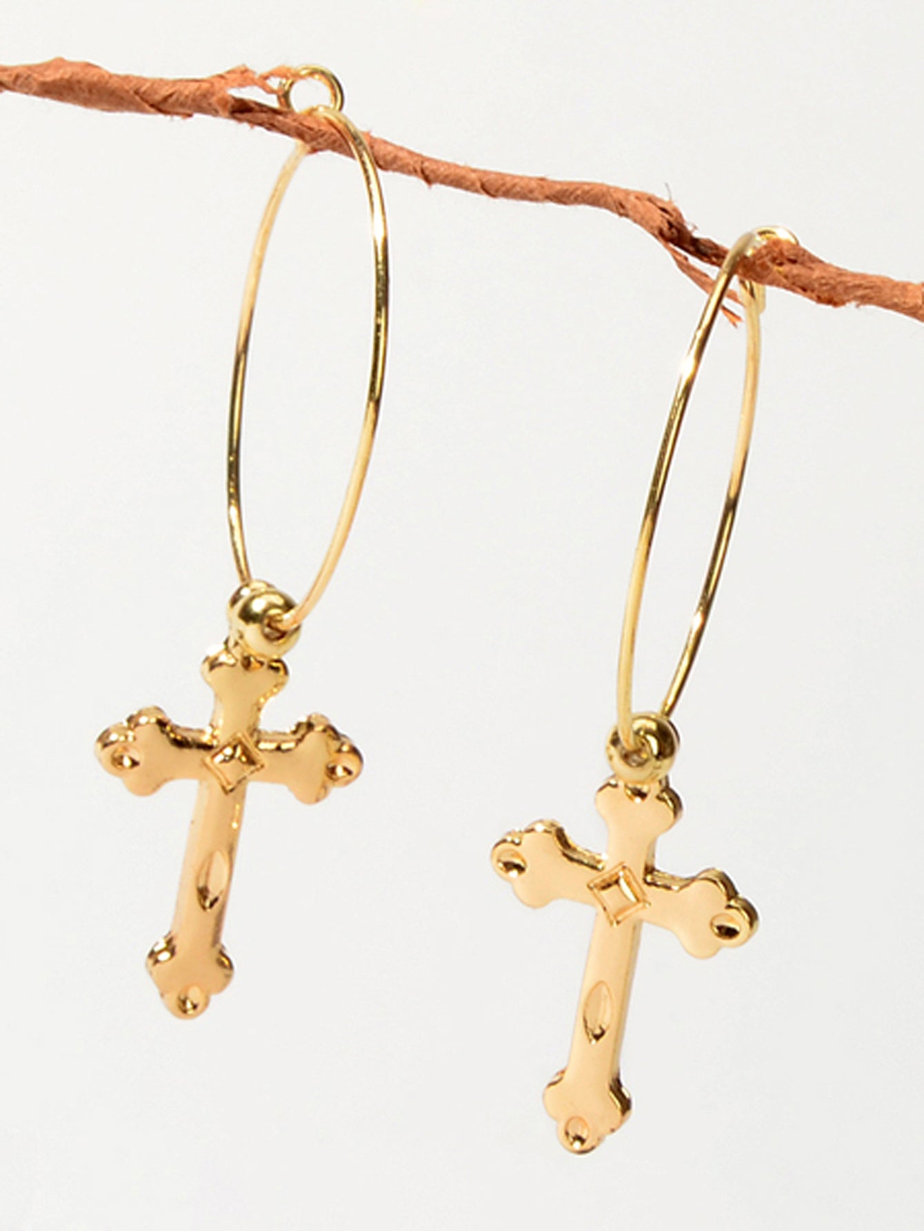 Steampunk Cross Charm Circle Hoop Earrings Goth Hip Hop Party Decoration Jewelry-0