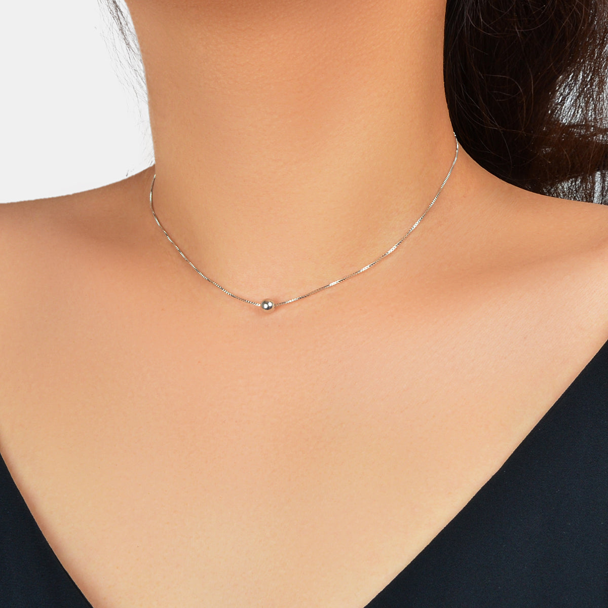 Party Jewellery Choker Classic Silver Chain Ball Clavicle Necklace Gift for Her