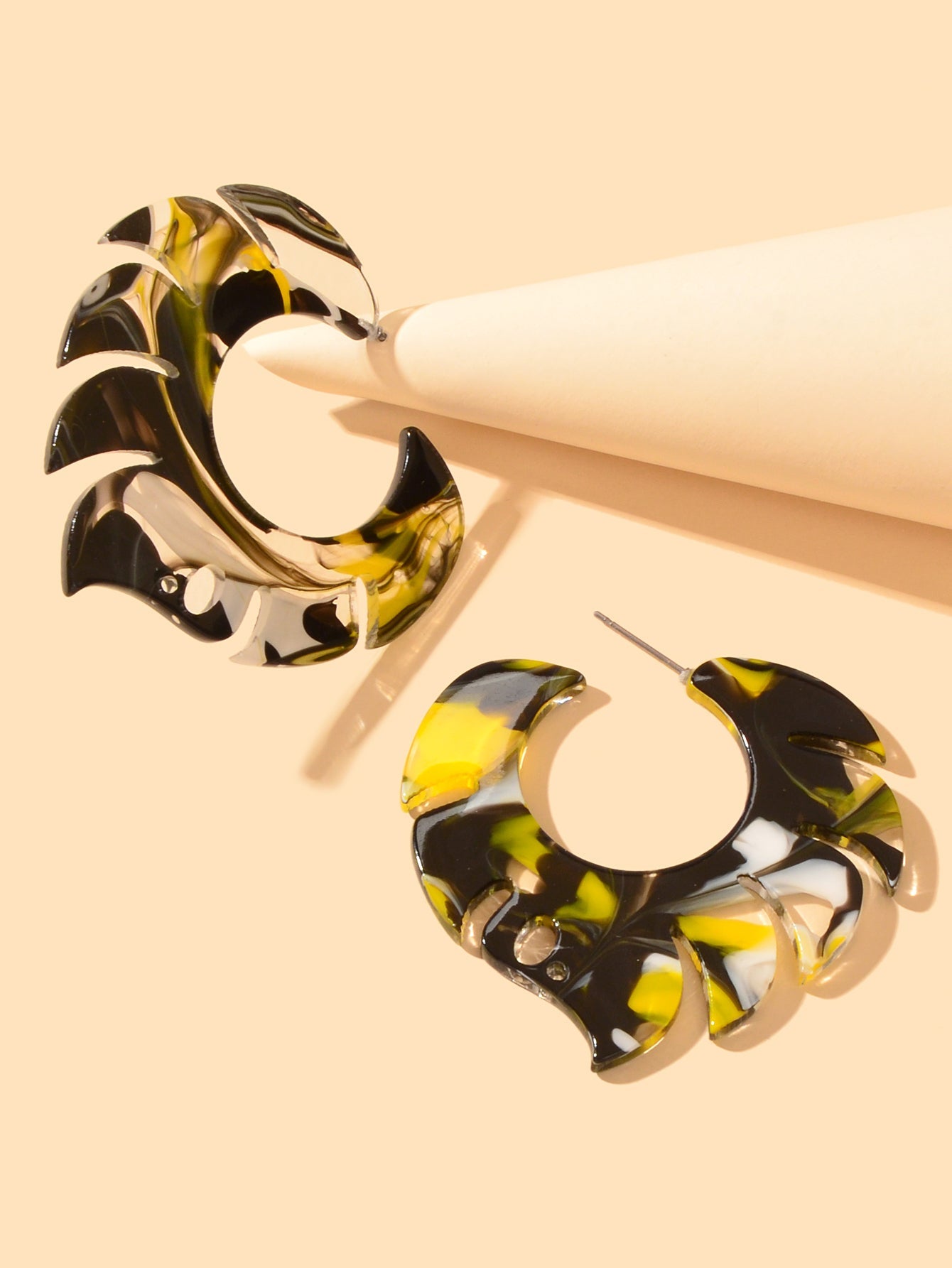 Acrylic Multi-color Abstract Art Hoop Stud Chunky Mottled Resin Earrings Gift