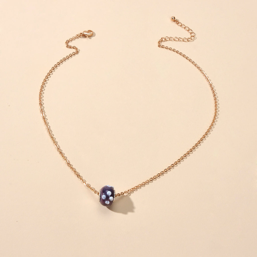 Traditional Ethnic Jewellery Gold Chain Purple Green Enamel Round Charm Necklace-2