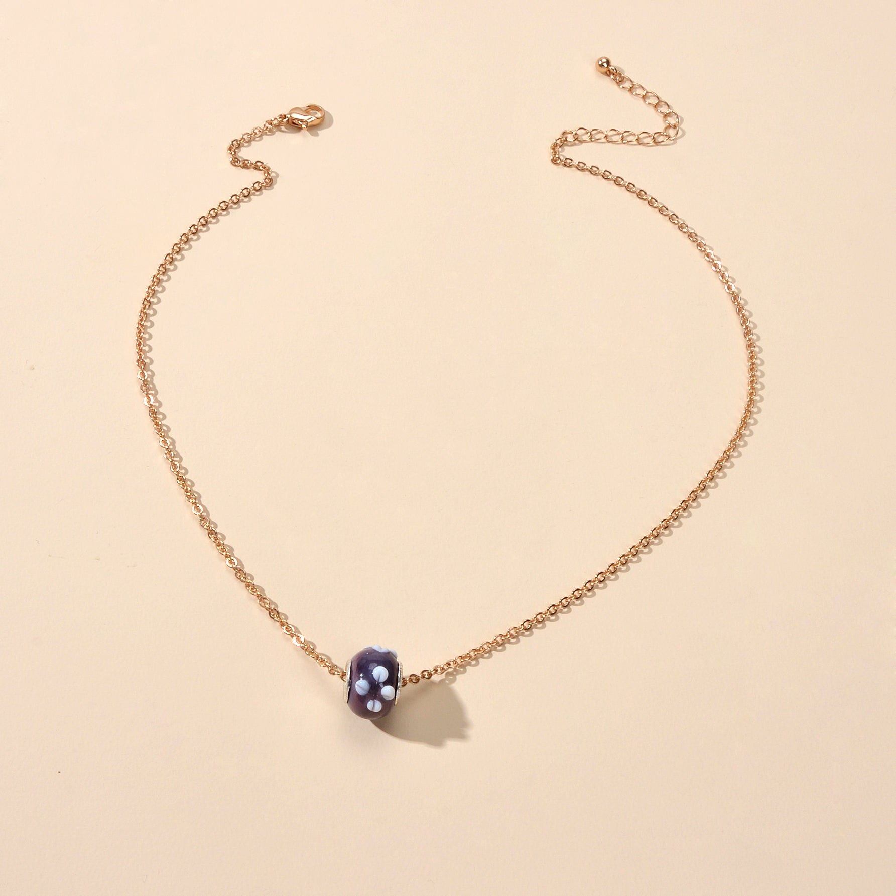 Traditional Ethnic Jewellery Gold Chain Purple Green Enamel Round Charm Necklace-2