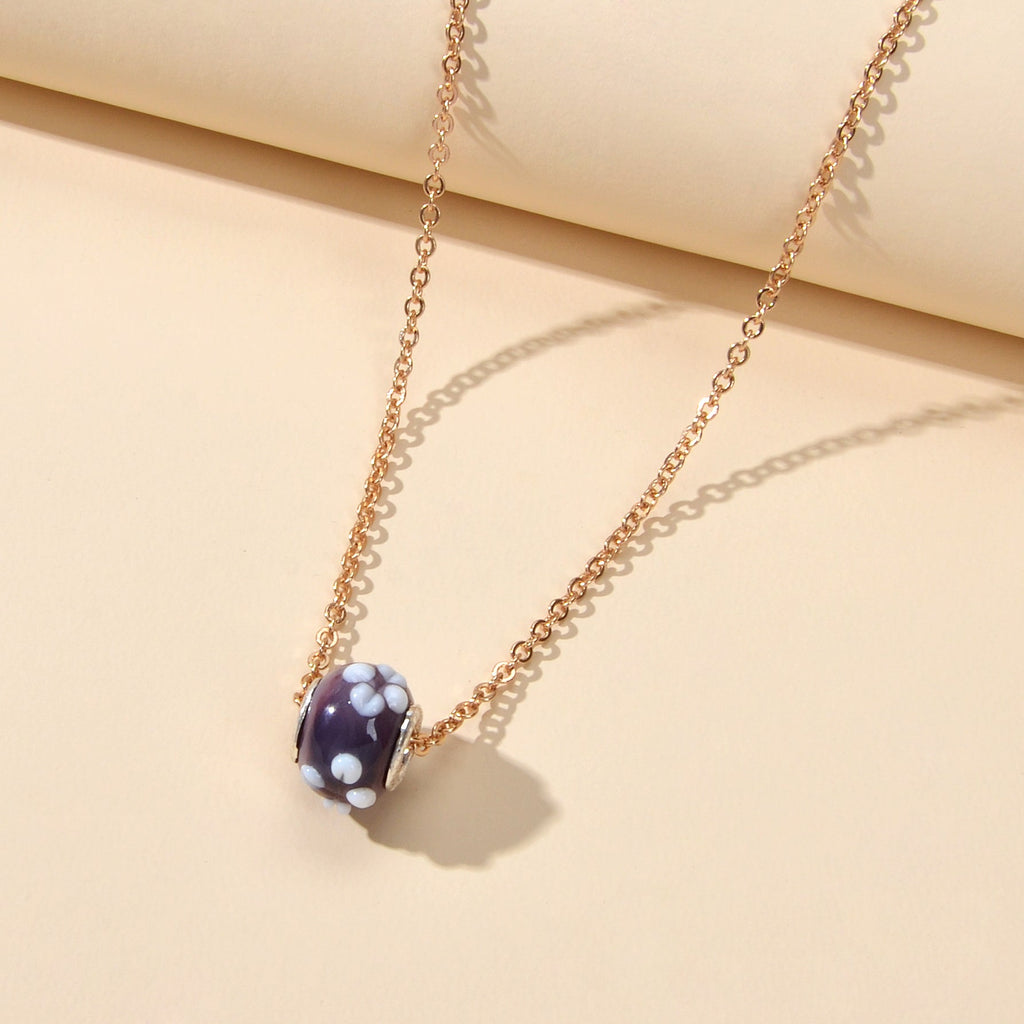 Traditional Ethnic Jewellery Gold Chain Purple Green Enamel Round Charm Necklace-3