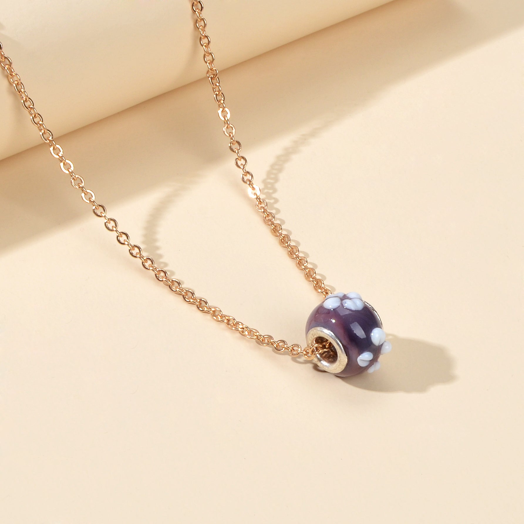 Traditional Ethnic Jewellery Gold Chain Purple Green Enamel Round Charm Necklace-4