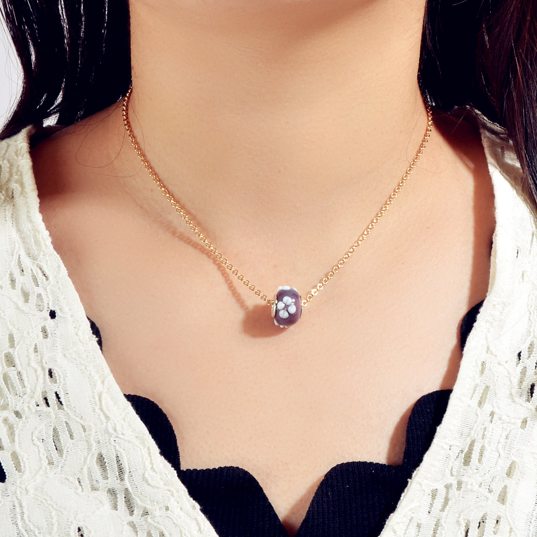 Traditional Ethnic Jewellery Gold Chain Purple Green Enamel Round Charm Necklace