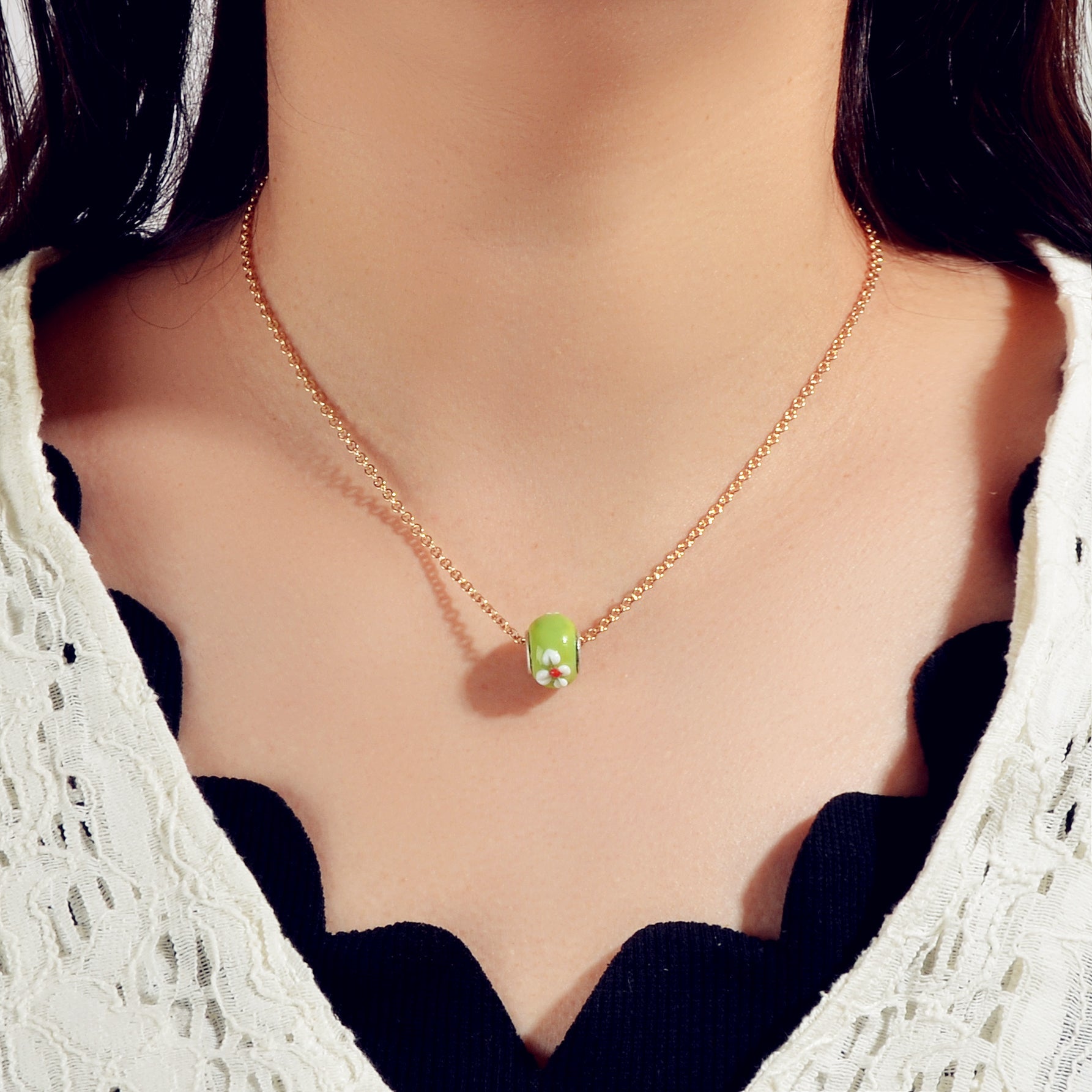 Traditional Ethnic Jewellery Gold Chain Purple Green Enamel Round Charm Necklace-1