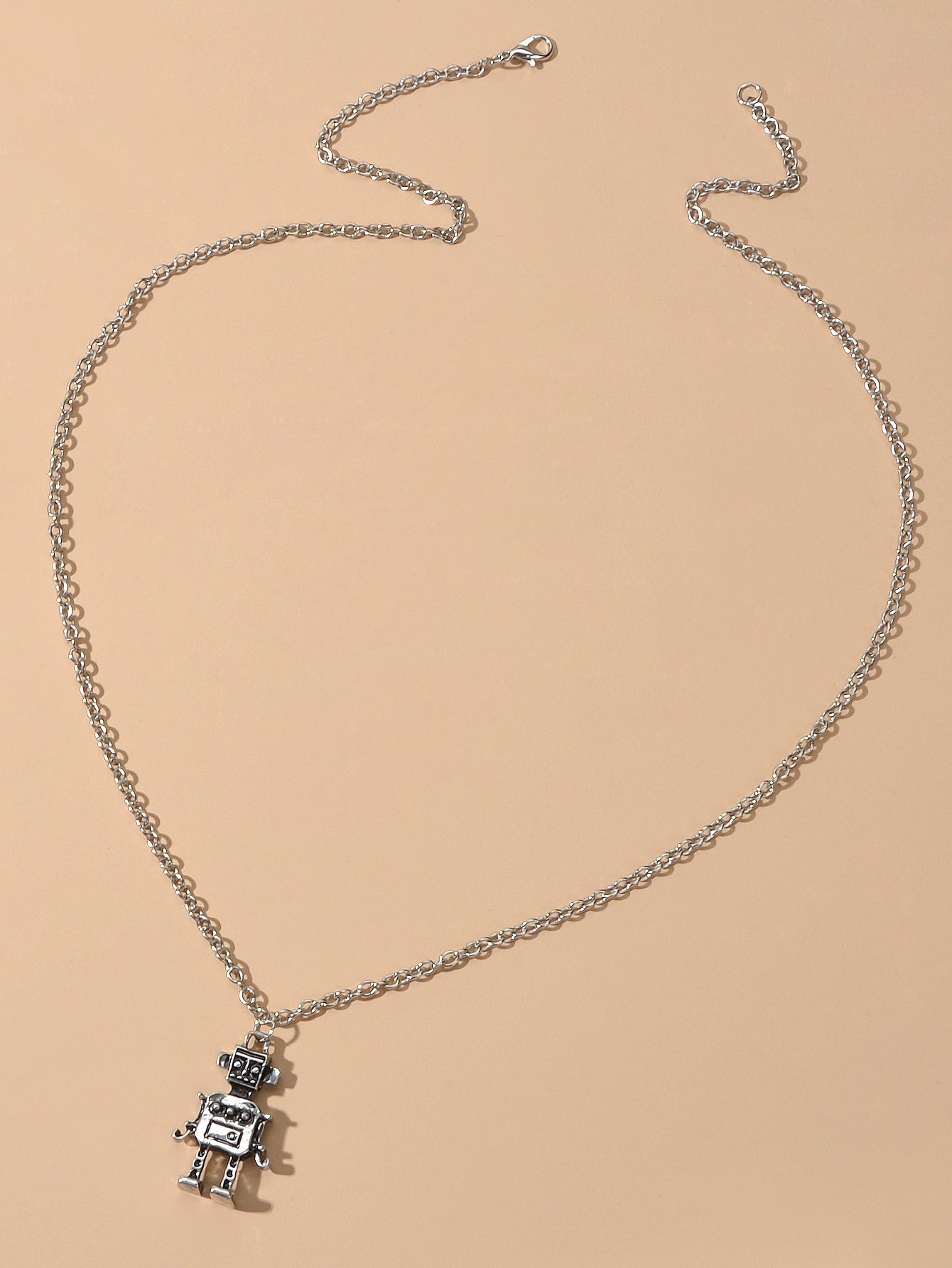 Hip Hop Punk Designer Jewellery Long Chain Antique Silver Robot Party Necklace-1