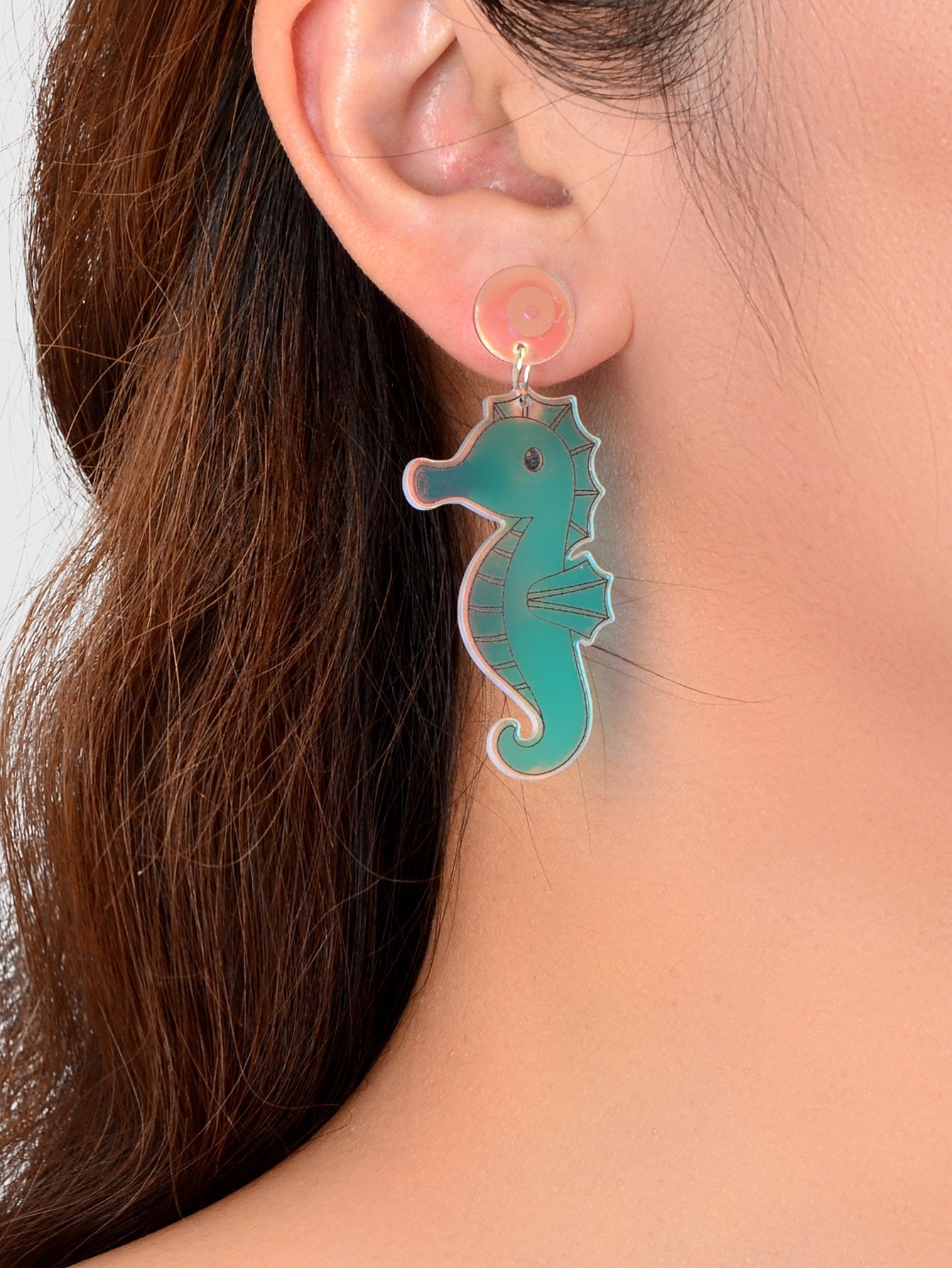 Marine Fish Ocean Transparent Hippocampus Lovely Seahorse Earrings Xmas Gifts-1