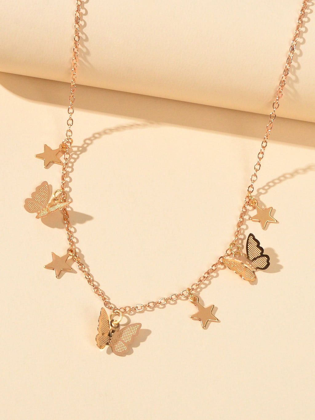 Trendy Gold Chain Star Butterfly Charm Collar Necklace Women Party Decoration-1