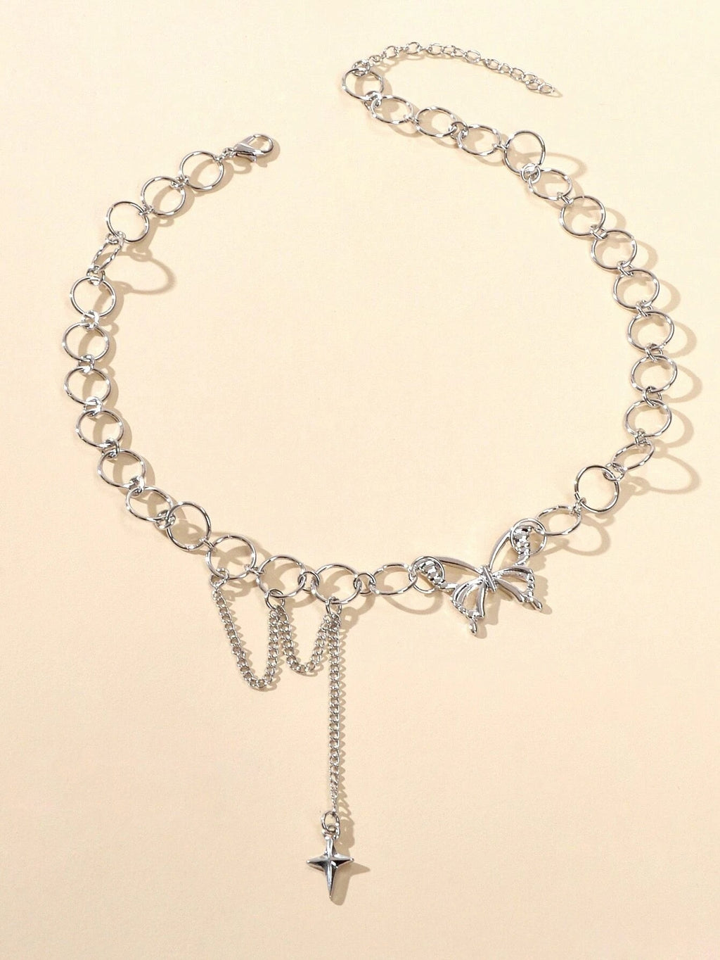 Silver Chain Star Butterfly Fringe Necklace Tassel Collar Accessories Jewellery-1