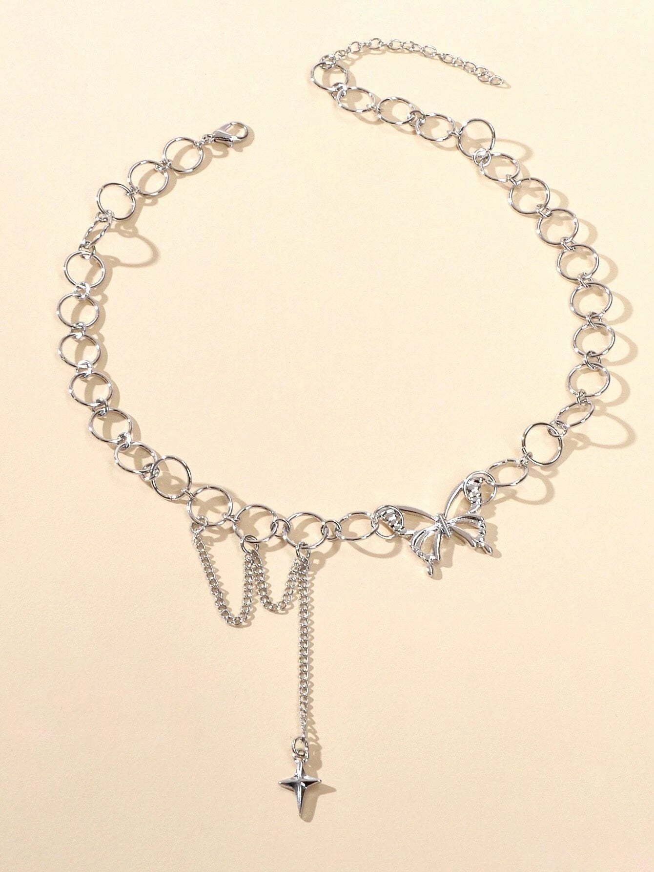 Silver Chain Star Butterfly Fringe Necklace Tassel Collar Accessories Jewellery-1