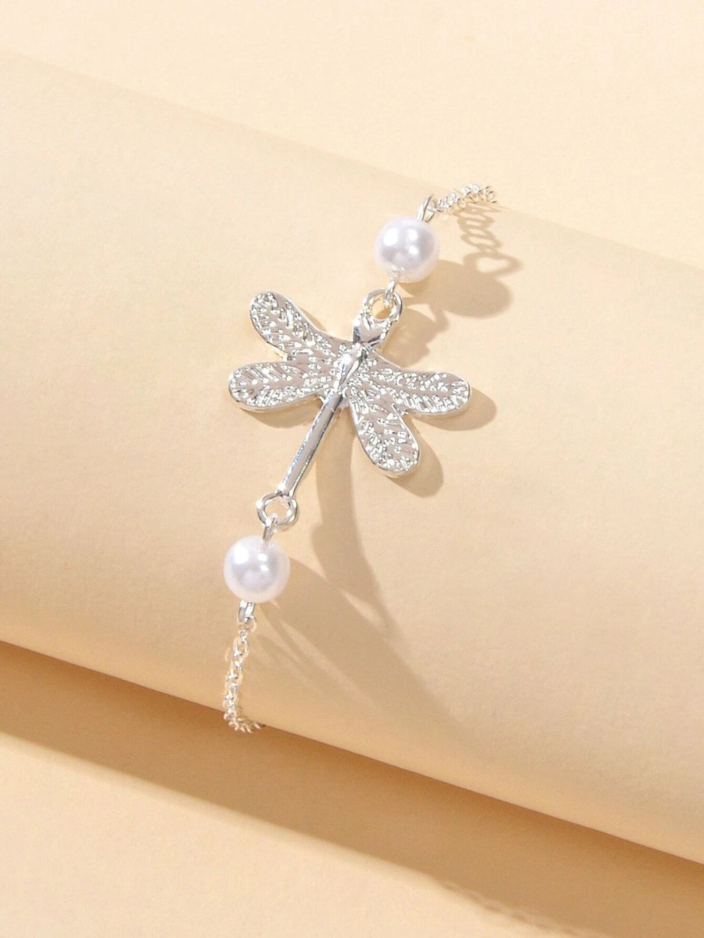 1pc Foot Beach Jewellery Pearl Silver Chain Dragonfly Anklet Bracelet Party Gift-1