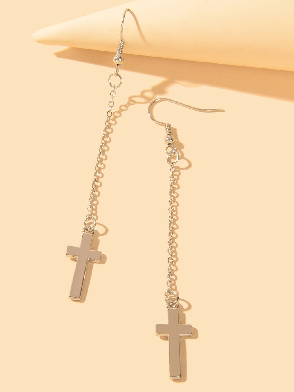 1 Pair Exquisite Long Tassel Cross Charm Earrings Fringe Chain Xmas Ear Jewelry-2