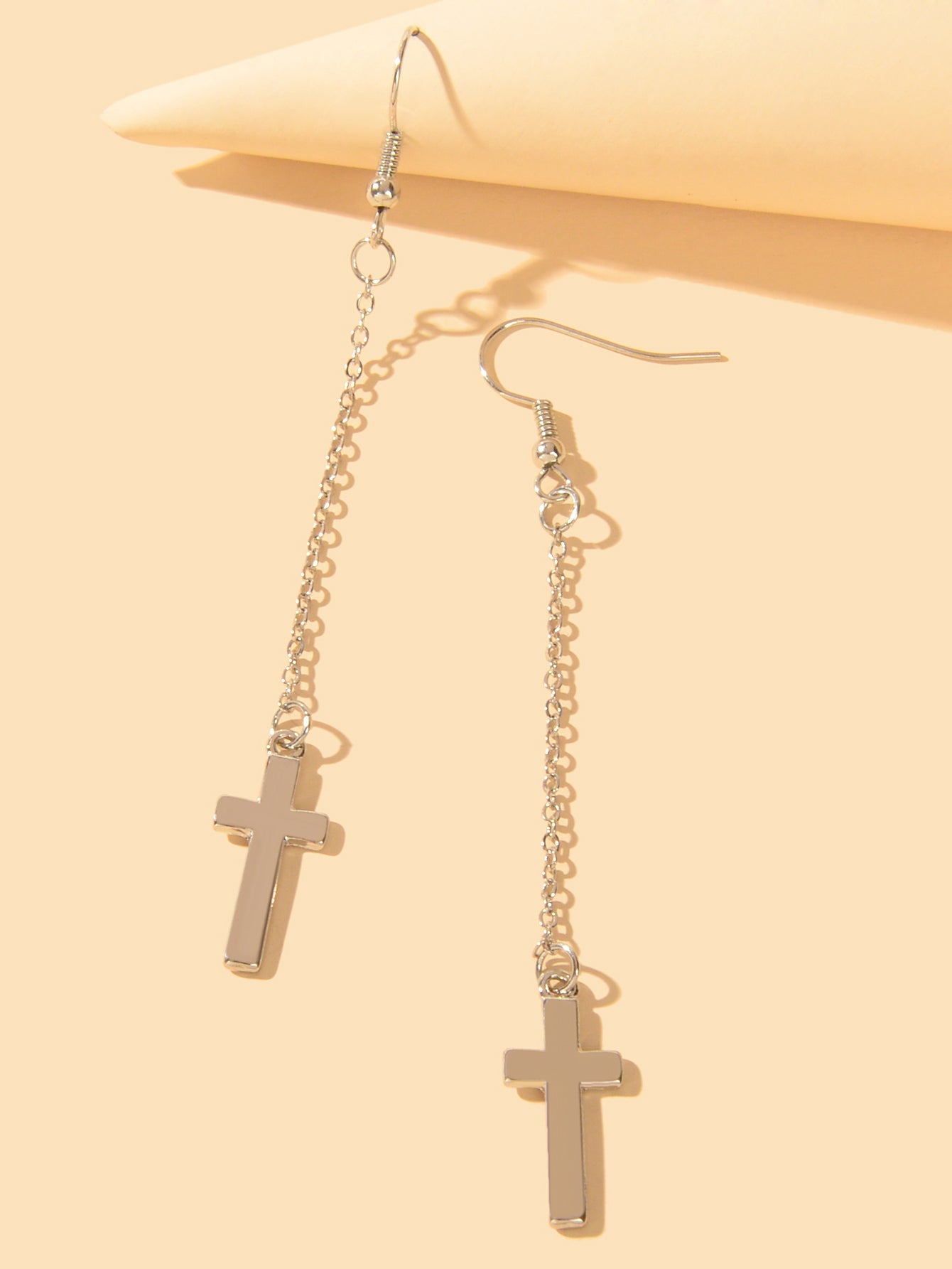 1 Pair Exquisite Long Tassel Cross Charm Earrings Fringe Chain Xmas Ear Jewelry-2