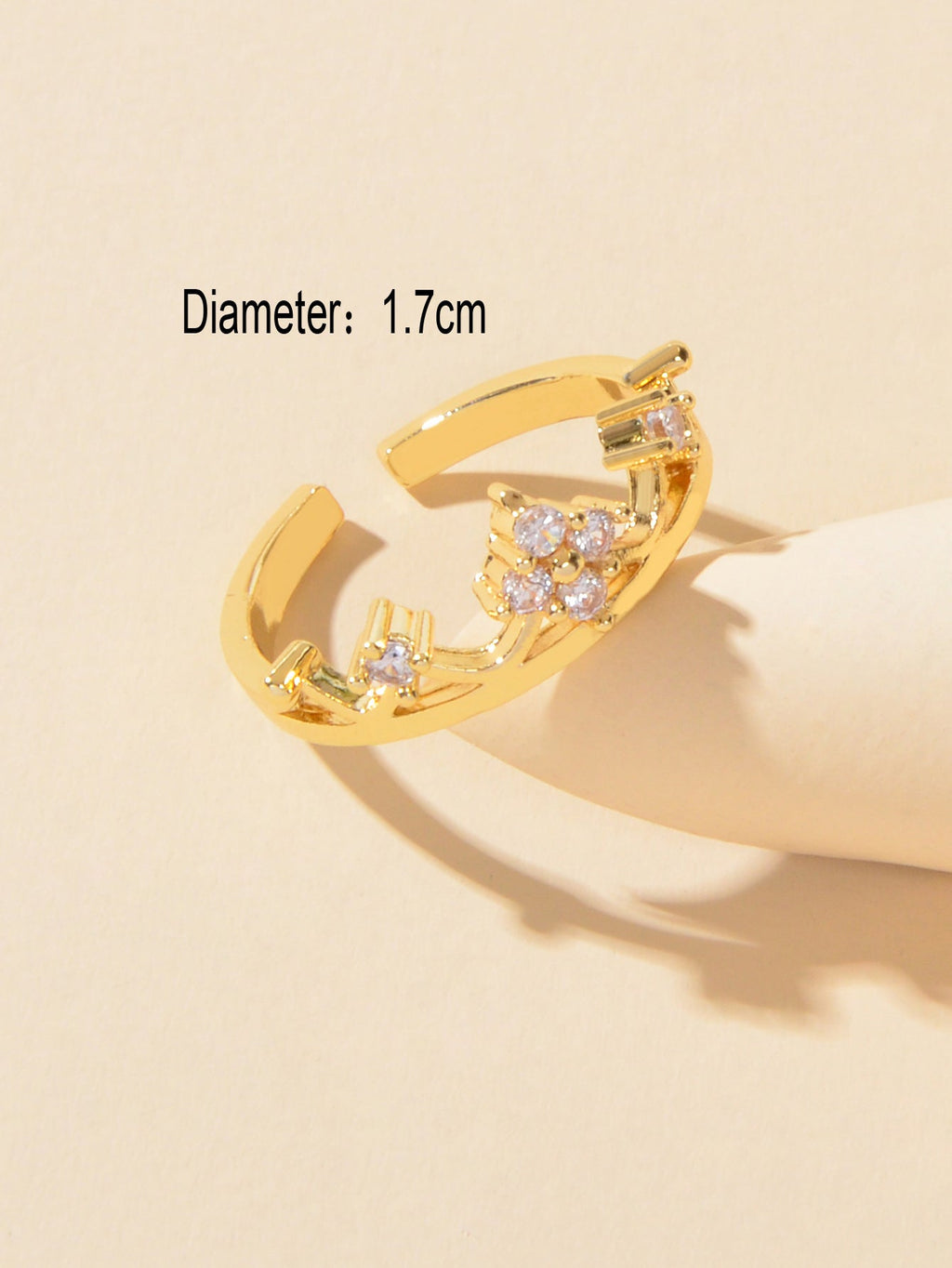 Sparkling Accessories Cubic Zirconia Gold Crown Open Cuff Eternity Ring Band-2