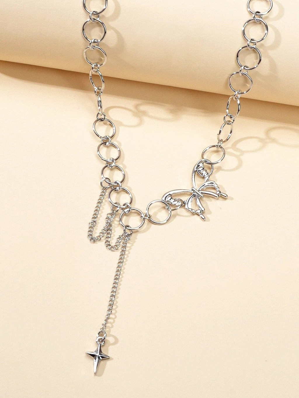 Silver Chain Star Butterfly Fringe Necklace Tassel Collar Accessories Jewellery-2