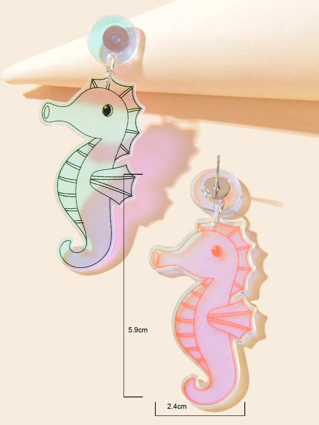Marine Fish Ocean Transparent Hippocampus Lovely Seahorse Earrings Xmas Gifts-3