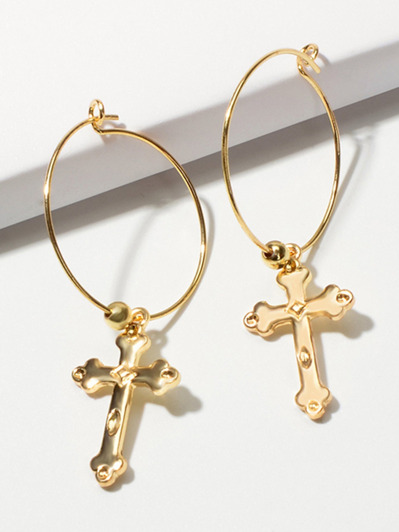 Steampunk Cross Charm Circle Hoop Earrings Goth Hip Hop Party Decoration Jewelry-3