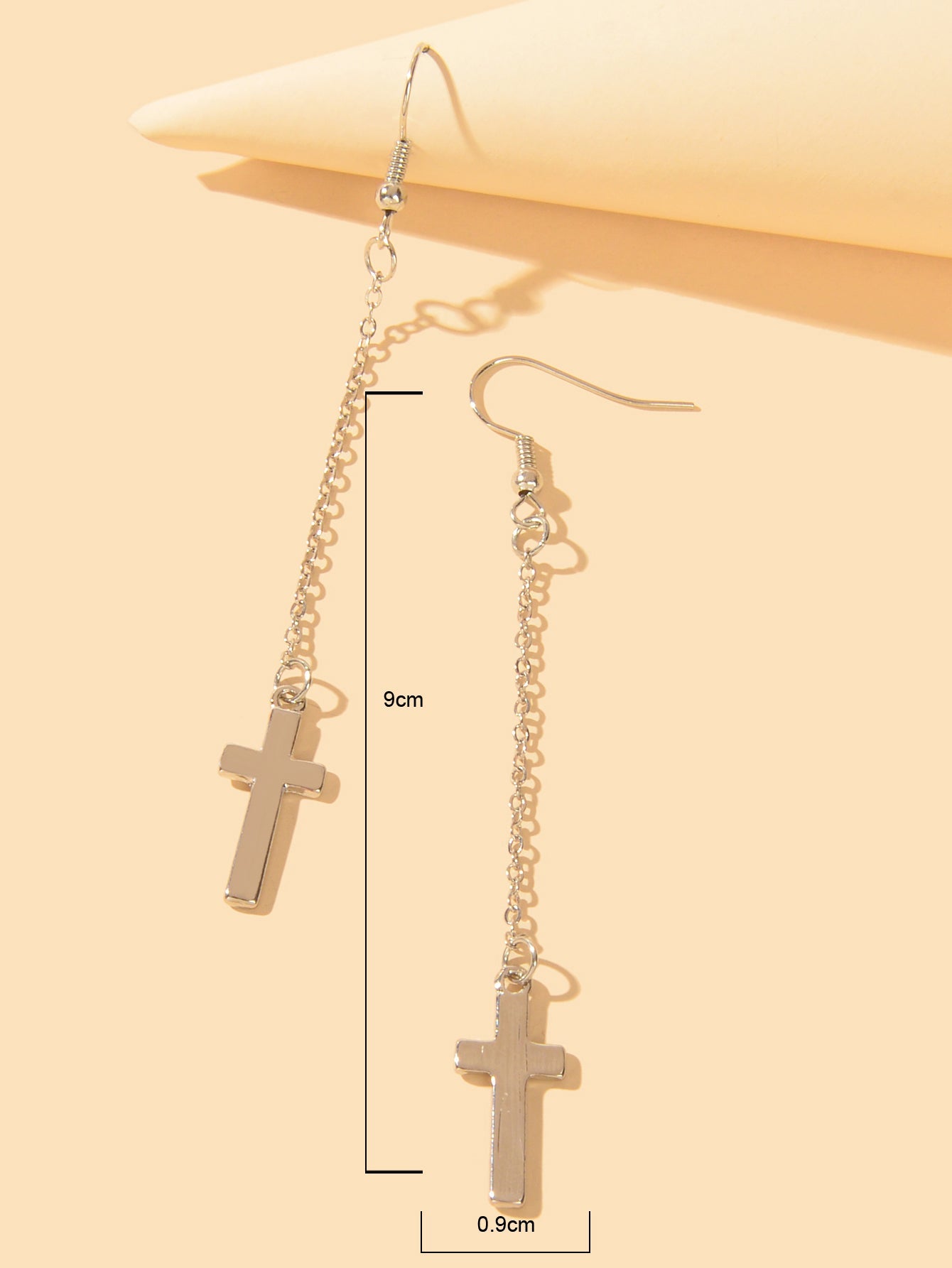 1 Pair Exquisite Long Tassel Cross Charm Earrings Fringe Chain Xmas Ear Jewelry-3