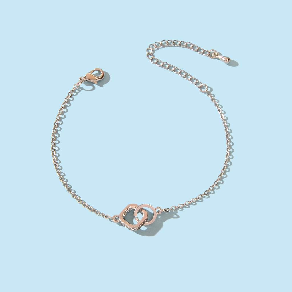 Trendy Jewelry Rhinestone Square Circle Silver Chain Bracelets for Wedding Party-1