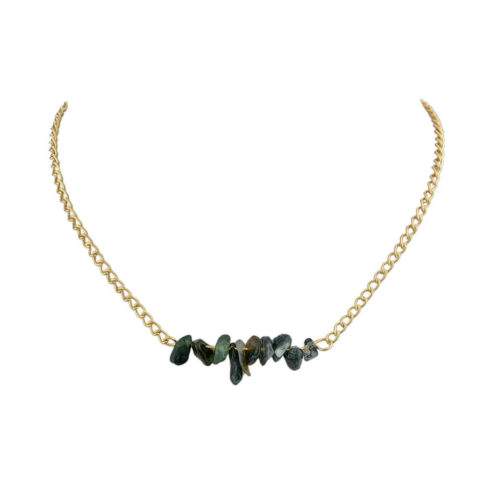 Bohemian Jewelry Gold Chain Irregular Stone Decor Holiday Choker Necklace Collar-2