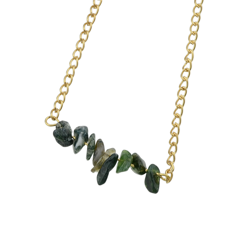 Bohemian Jewelry Gold Chain Irregular Stone Decor Holiday Choker Necklace Collar-3