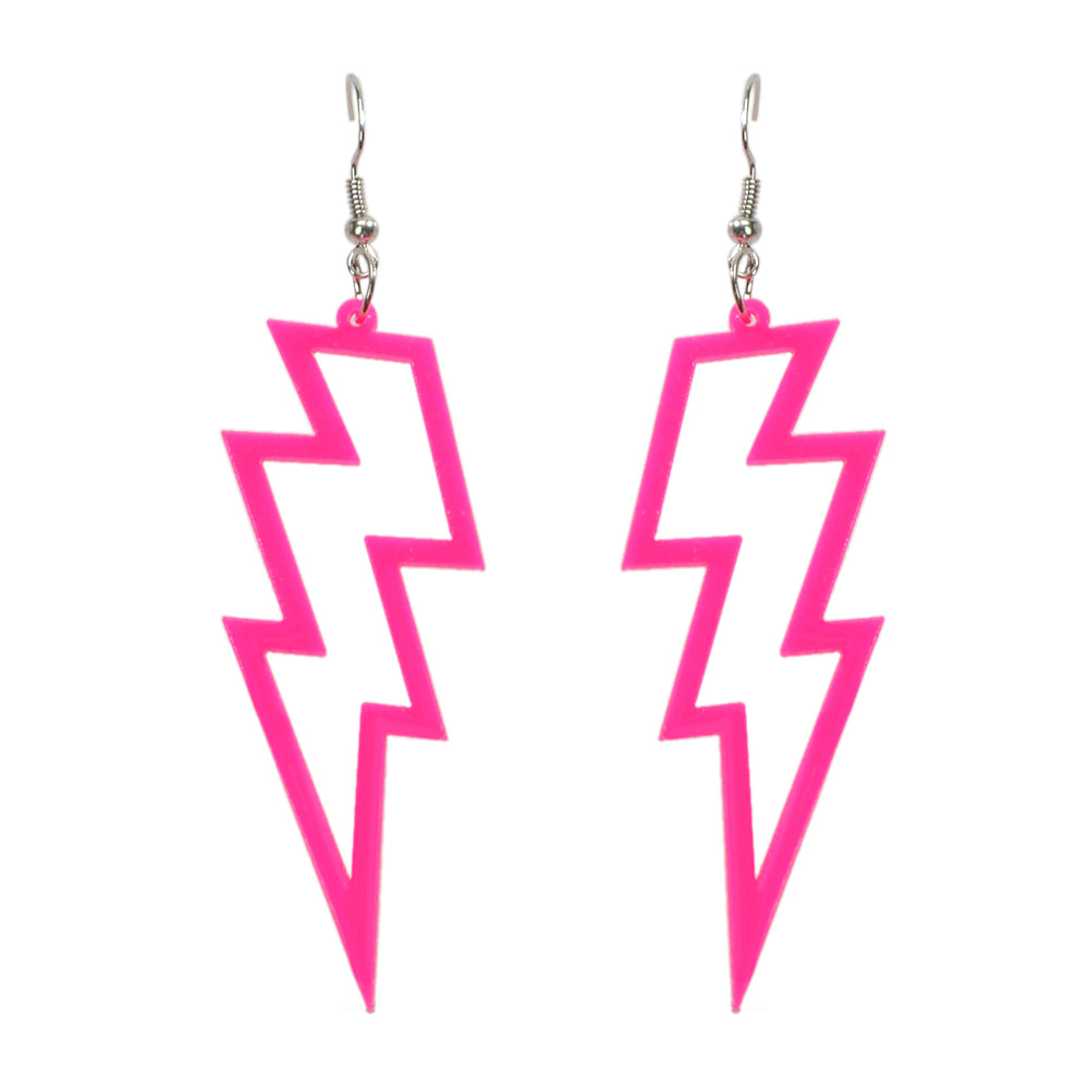 Lightning Bolt Statement Dangle Earrings Retro Punk Hippie Fluro Neon Jewellery-6