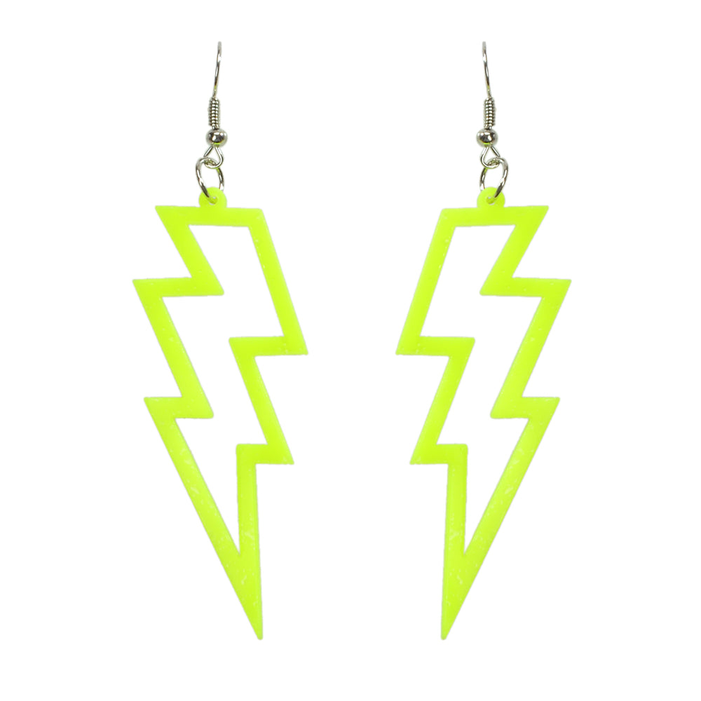 Lightning Bolt Statement Dangle Earrings Retro Punk Hippie Fluro Neon Jewellery-1