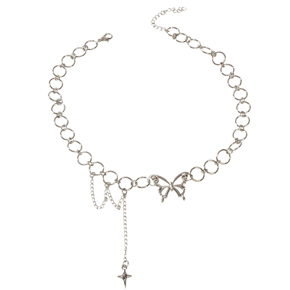 Silver Chain Star Butterfly Fringe Necklace Tassel Collar Accessories Jewellery-3